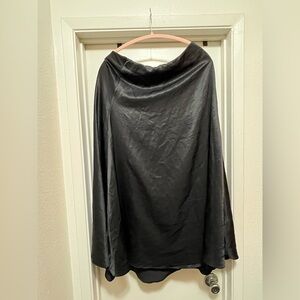 Madewell Black Satin A-Line Midi Skirt